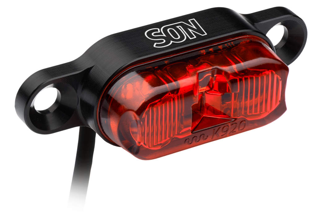 SON Rear Light Dynamo Luggage Carrier Mount 50mm - Black/Red