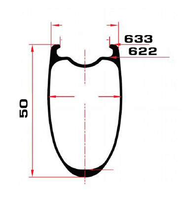 SMParts. Force 50, T700 Clincher Carbon Felge, 700c 28", TLR - UD Matt