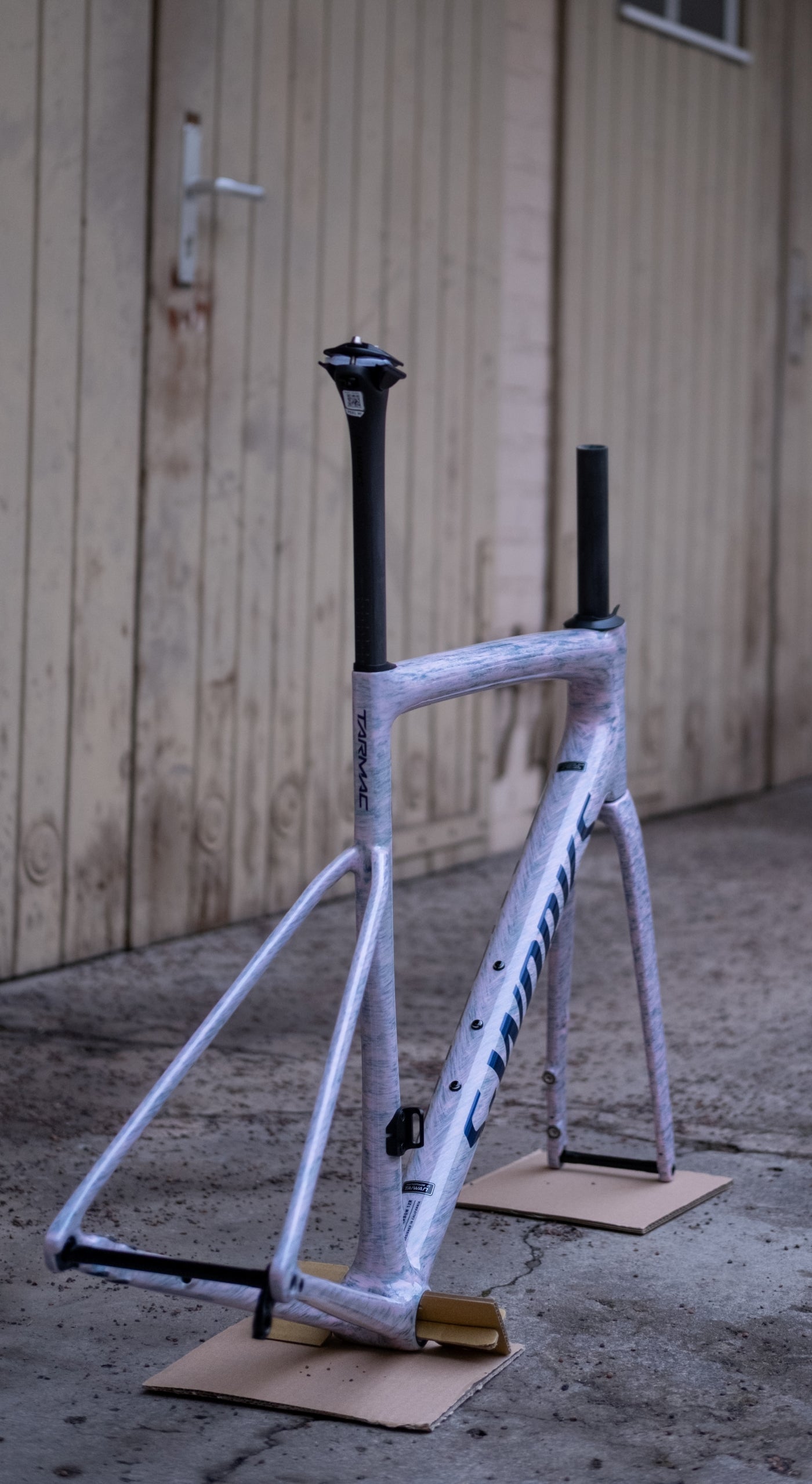 S-WORKS Tarmac SL8, Rahmen-Set - Gloss Dolomite Metallic / Directional Brush / Blue Majesty Metallic