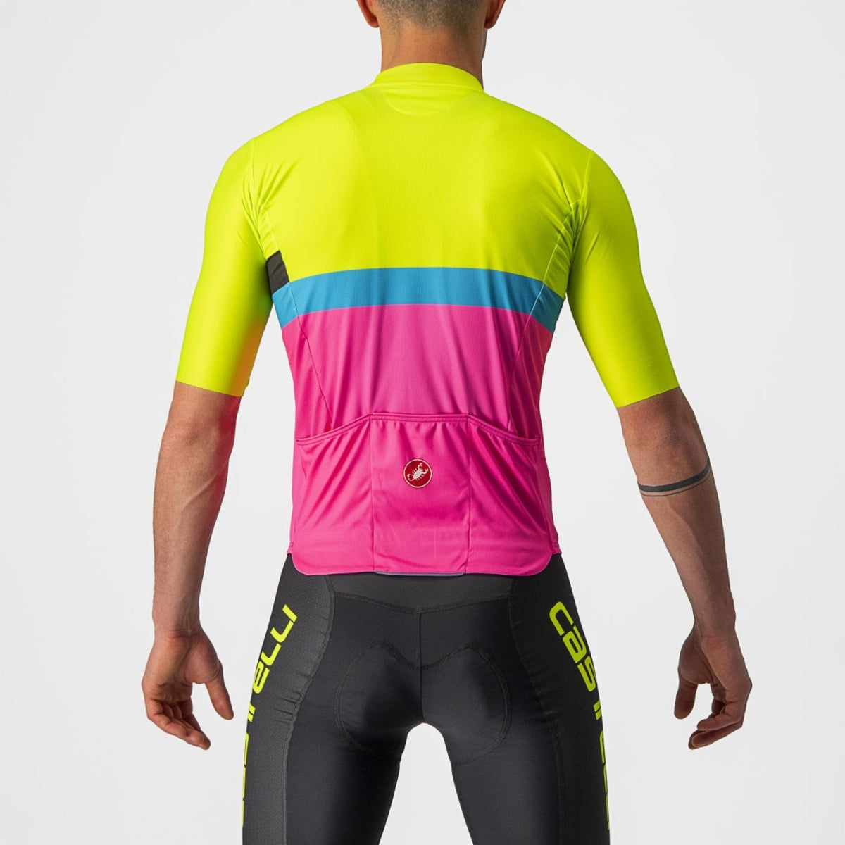 Castelli A BLOCCO Jersey, Electric Lime/Black-Blue