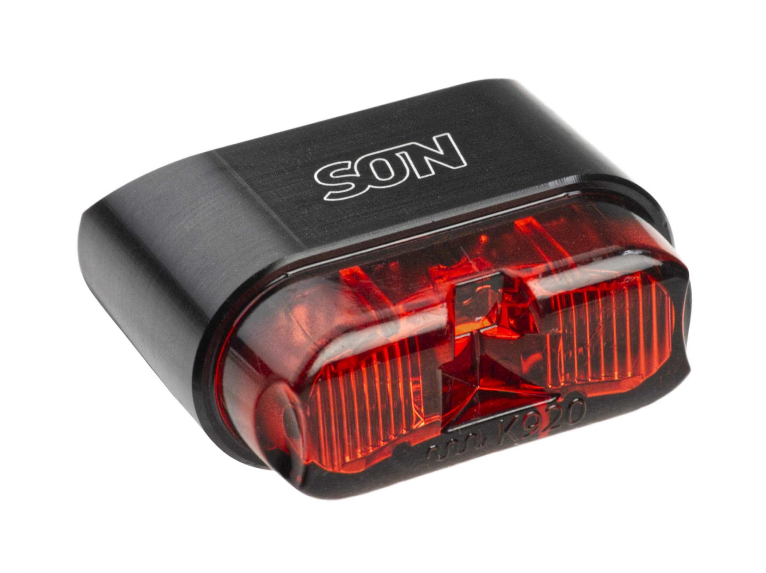 SON Rücklicht für Schutzblech-Montage, Schwarz/Rot-Glas - Weites Profil