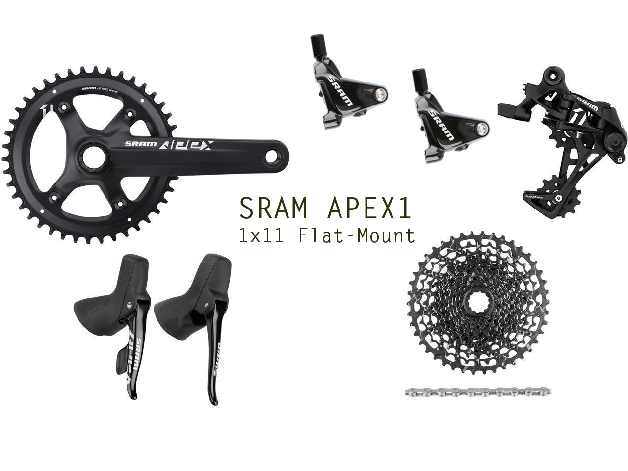 SRAM APEX1 Flatmount Hydro Schaltgruppe 1x11, GXP