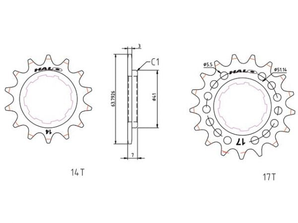 Halo Fat Foot Cog Fixed Steck-Ritzel 1/8"