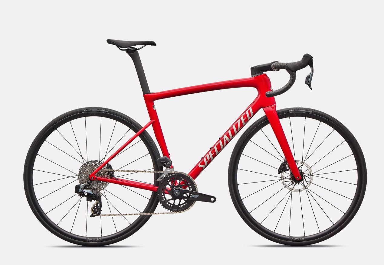 Specialized Tarmac SL8 Comp, SRAM Rival AXS 2x12 - Gloss Red Tint over Silver Dust